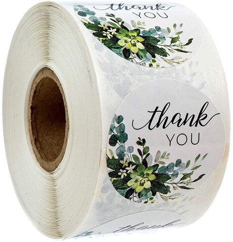 [A-019769] Sluitstickers Thank you Greenery etiket rol 500 labels
