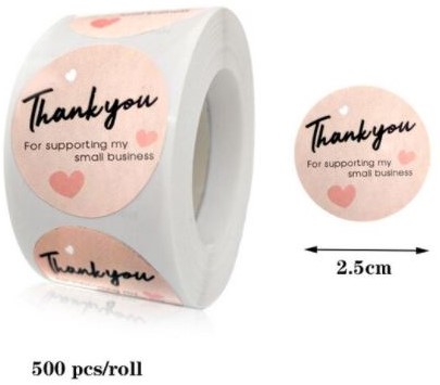 [A-022059] Sluitstickers Thank you for Supporting My Small Business Roze etiket rol 500 labels