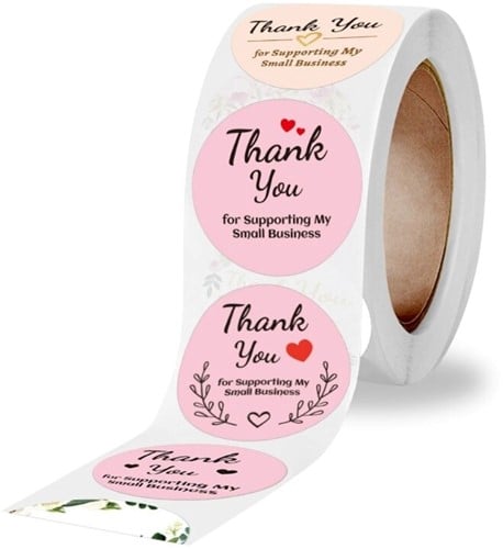 [A-022709] Sluitstickers Thank you for Supporting My Small Business etiket rol 500 labels