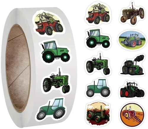[A-022978] Sluitstickers Trekkers tractor beloning rond etiket 2,5 cm rol 500 labels