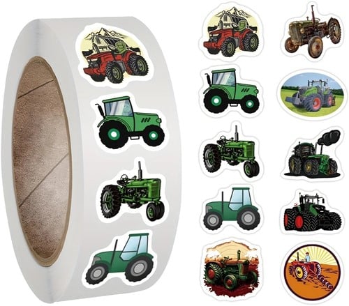 [A-024927] Sluitstickers Trekkers tractor beloning rond etiket 2,5 cm rol 500 labels