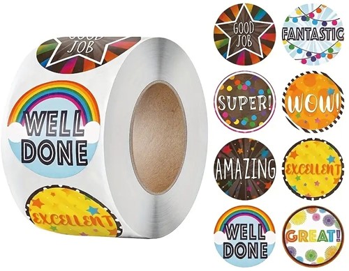 [A-025004] Sluitstickers Beloningstimulans beloning rond etiket 2,5 cm rol 500 labels
