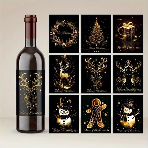 [A-025136] Etiketten Wijnfles Bierfles Stickers 9 stuks