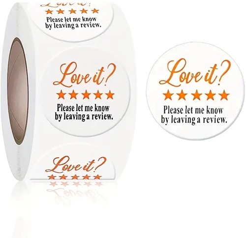 [A-025562] Sluitstickers Love it leave a review etiket rol 500 labels
