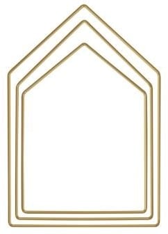 [A-023550] Metalen ring Goud gelakt huisframe gesorteerd 19 cm 23 cm 27,5 cm doos 3 stuks