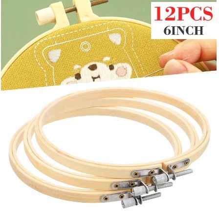 [A-023592] Bamboe ring Borduurring Flowerhoop met stelschroef 15 cm /stuk Bamboo bloemenring