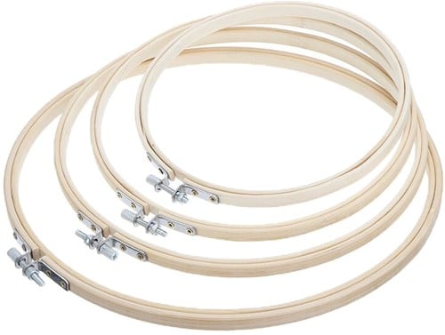 [A-023719] Bamboe Borduurring Flowerhoop Bloemenring 4 maten met stelschroef 17 20 23 26 cm per set