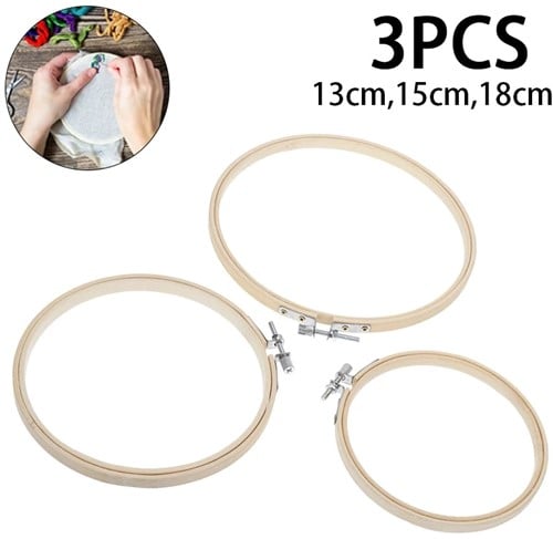 [A-023721] Bamboe Borduurring Flowerhoop Bloemenring 3 maten met stelschroef 13 15 18 cm per set