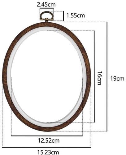 [A-023787] Brocante Houten Borduurring Ovaal met stelschroef 15x19 cm per stuk
