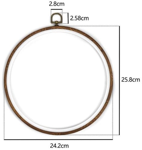 [A-023788] Brocante houten ring Rond Borduurring met stelschroef Rond 26cm 