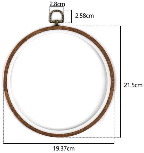 [A-023793] Brocante houten ring Rond Borduurring met stelschroef Rond 21cm 