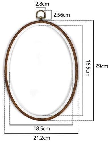 [A-023795] Brocante Houten Borduurring Ovaal met stelschroef 22x29 cm per stuk