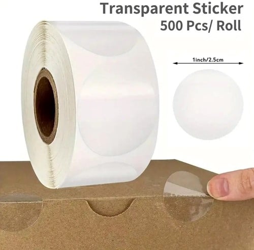 [A-026003] Thermische labels Blanco etiketten voor thermal labelprinters diverse merken Transparant rond 25 mm rol 500 stuks