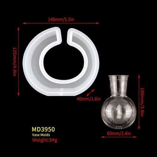 [A-024280] Siliconenmal Asymmetrisch MD3950 met bolvaasje Epoxy resin 16 cm per stuk