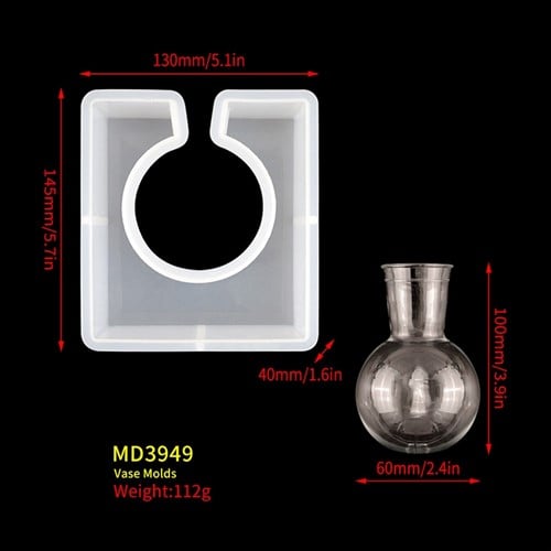 [A-024300] Siliconenmal Vierkant MD3949 met bolvaasje Epoxy resin 16 cm per stuk