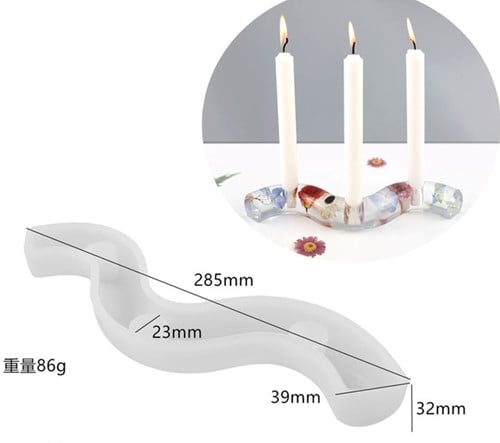 [A-024315] Siliconenmal Wave voor 3 kaarsen Epoxy resin 16 cm per stuk