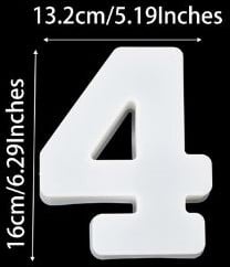 [A-024335] Siliconenmal Cijfer 4 voor Epoxy resin, zeep en kaarsen 16 cm per stuk