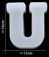 [A-024397] Siliconenmal Letter U voor Epoxy resin, zeep en kaarsen 16 cm per stuk