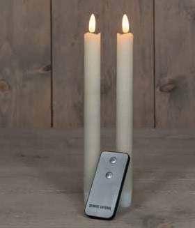 [A-025716] LEDkaars 3D Flame Candle Rustiek Ivory Old White Anna's Collection met afstandsbediening D 2,5 H 23 cm 2 stuks