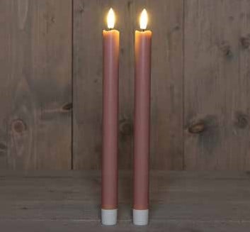 [A-025720] LEDkaars 3D Flame Candle Antique Pink Anna's Collection D 2,5 H 23 cm 2 stuks