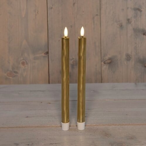 [A-027233] LEDkaars 3D Flame Candle Goud Anna's Collection D 2,5 H 23 cm 2 stuks