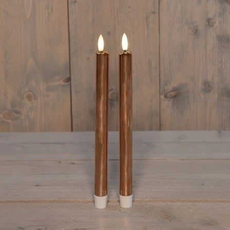 [A-027234] LEDkaars 3D Flame Candle Koper Anna's Collection D 2,5 H 23 cm 2 stuks