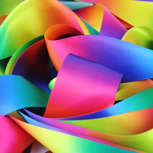 [A-024625] Dubbelsatijn lint dubbelzijdig Regenboog kleurrijk 50 mm 5 meter per stuk