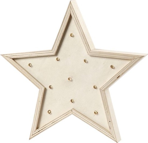 [A-027605] Ster van Triplex met verlichting Licht box, H: 26 cm, D: 3,5 cm