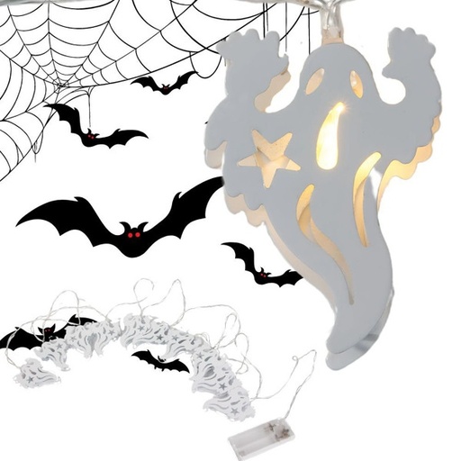 [A-027610] Halloween LED Slinger Spookjes Lichtketting 2 Meter 10 Lampjes