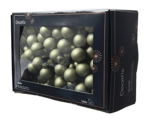 [A-027637] Balletjes op draad 2 cm Rozemarijn mat doos 144 stuks kerstballen