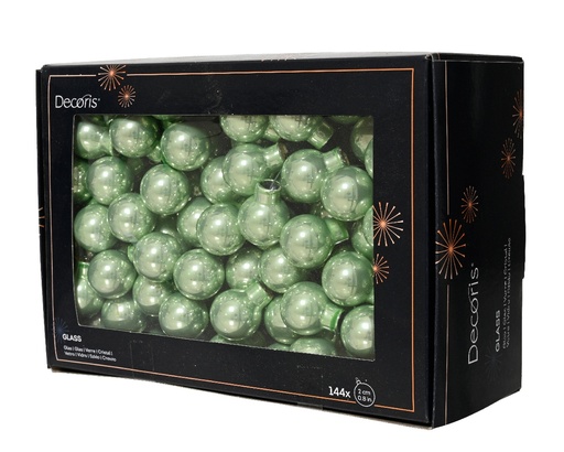 [A-027639] Balletjes op draad 2 cm Matcha Green Glans doos 144 stuks kerstballen