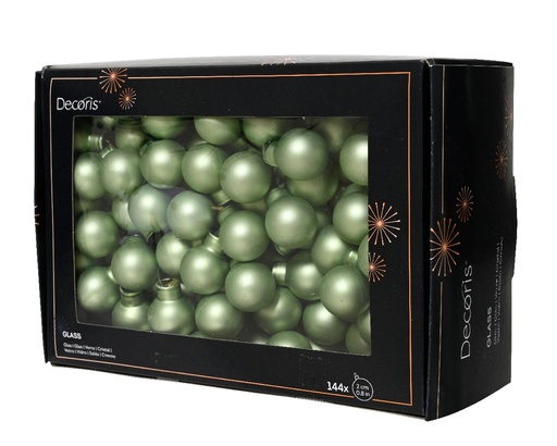 [A-027640] Balletjes op draad 2 cm Matcha Green Mat doos 144 stuks kerstballen