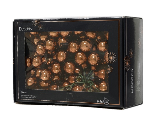 [A-027641] Balletjes op draad 2 cm Espresso Glans doos 144 stuks kerstballen
