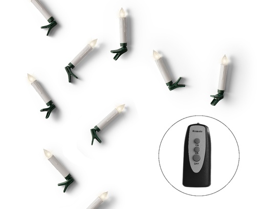 [A-027651] LED boomkaarsjes warm wit op batterij – 10 stuks met Timer en afstandsbediening