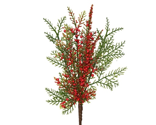 [A-027663] Kersthanger Steker Wintergroen en Rode besjes Per Stuk