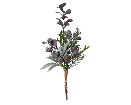 [A-027667] Kersthanger met Wintergroen Blad en Besjes Clip 22 cm Per Stuk