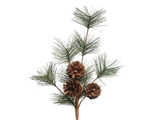 [A-027668] Sober dennengroen kerstgroen met dennenappels 30 cm  per tak