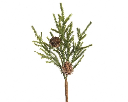 [A-027670] Kersthanger, steker Sober naturel met wintergroen dennenappel 22 cm Per Stuk