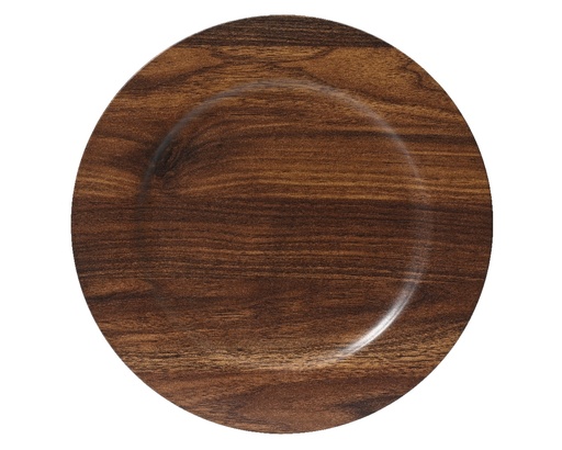 [A-027696] Onderbord bruin Houtlook 33 cm rond kunststof