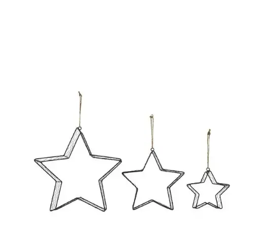 [A-027766] Metalen frame Ster grootste is 38*10 Set van 3stuks 