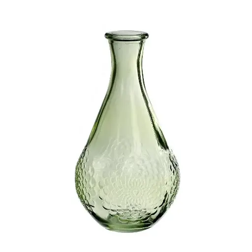 [A-027776] Gekleurd Glazen Flesje Dahlia Soft Groen Lichtgroen Ø 9 cm H16 cm per stuk 