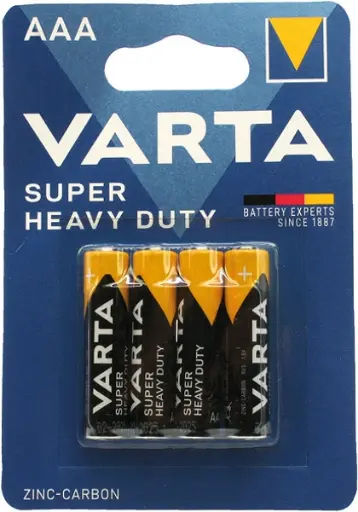 [A-027884] Batterijen Varta AAA Super Heavy Duty Batterijen - Blisterverpakking 4 stuks 