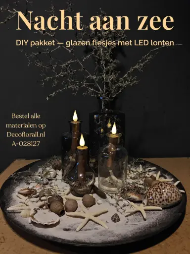 [A-028127] Nacht aan zee Flessenlont flesjes schelpen en zand Stel zelf je pakket samen